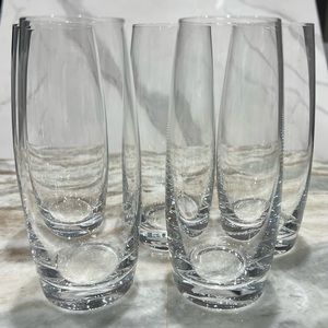 Mikasa Julie 5 Pc Signed Crystal Stemless Flute Glasses w/ Titanium 9oz